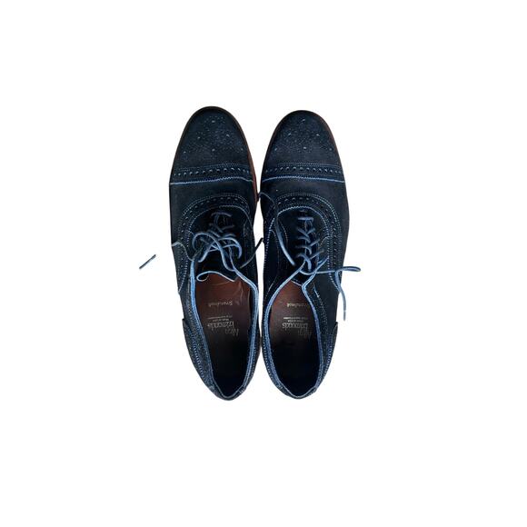 Allen Edmonds Strandmok Cap-Toe Oxfords 10 D Navy Blue Suede Made in USA - Picture 10 of 11